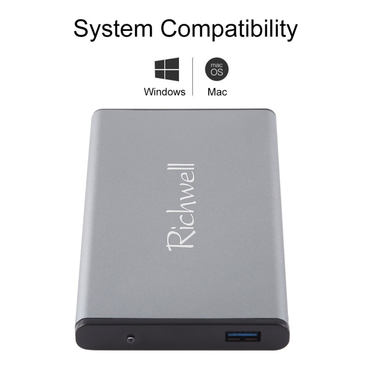 Richwell SATA R2-SATA-250GB 250GB 2.5 inch USB3.0 Super Speed Interface Mobile Hard Disk Drive(Grey) - free shipping - PMC Jewellery - Order now!