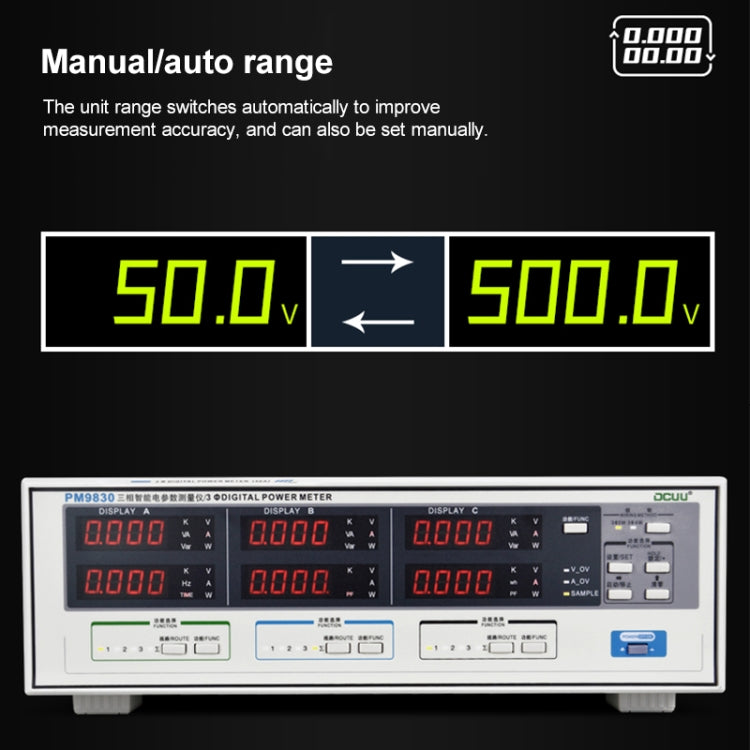 DCUU PM9830 500V 80A Three Phase Digital AC Voltage Current Power Factor & Power Meter (EU Plug) - Current & Voltage Tester by PMc TechLife | Online Shopping South Africa | PMc TechLife | Buy Now Pay Later Mobicred