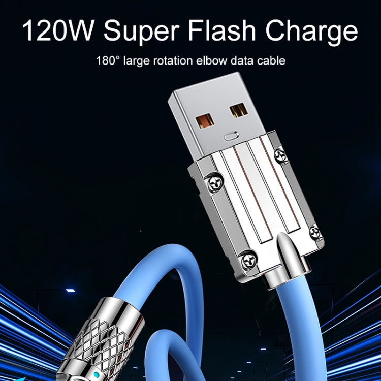 Mech Series 6A 120W USB to 8 Pin 180-degree Metal Plug Fast Charging Cable, Length: 1.8m(Black) - Normal Style Cable by PMC Jewellery | Online Shopping South Africa | PMC Jewellery | Buy Now Pay Later Mobicred