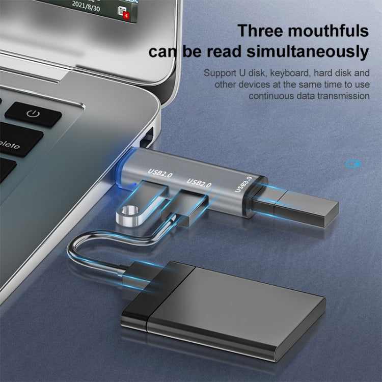 ADS-302C 3 In 1 Multi-function Type-C / USB-C HUB Docking Station (Silver Grey) - USB HUB by PMC TechLife | Online Shopping South Africa | PMC TechLife | Buy Now Pay Later Mobicred