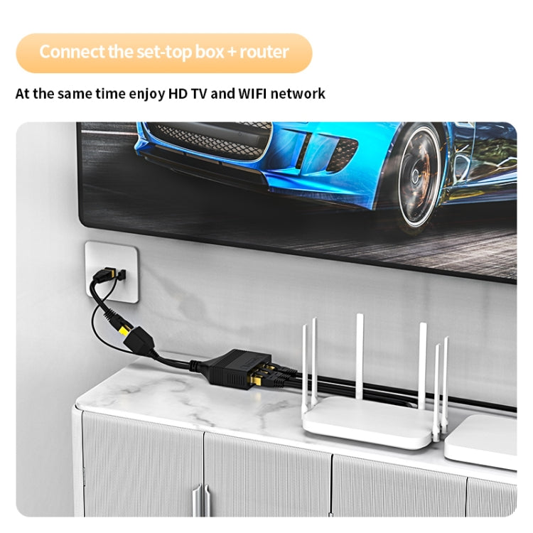 Female RJ45 3 in 1 Gigabit Network Splitter Cable Ethernet Network Coupler - Network Hubs by PMC Jewellery | Online Shopping South Africa | PMC Jewellery | Buy Now Pay Later Mobicred