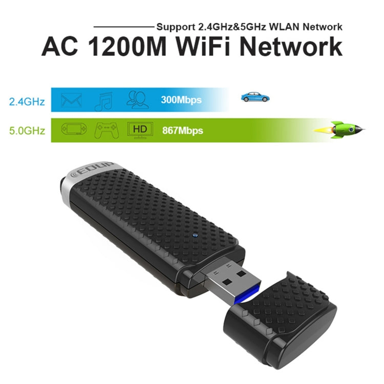 EDUP EP-AC1617 1200Mbps High Speed USB 3.0 WiFi Adapter Receiver Ethernet Adapter - USB Network Adapter by EDUP | Online Shopping South Africa | PMC Jewellery | Buy Now Pay Later Mobicred