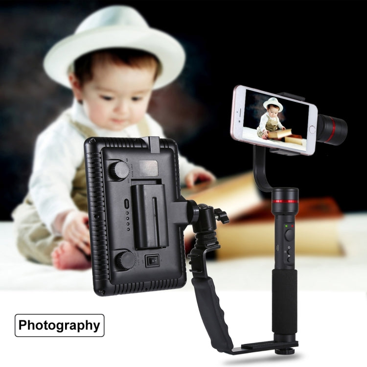 PULUZ L-Shape Bracket Handheld Grip Holder with Dual Side Cold Shoe Mounts for Video Light Flash, DSLR Camera - Hand Held Monopod by PULUZ | Online Shopping South Africa | PMC TechLife
