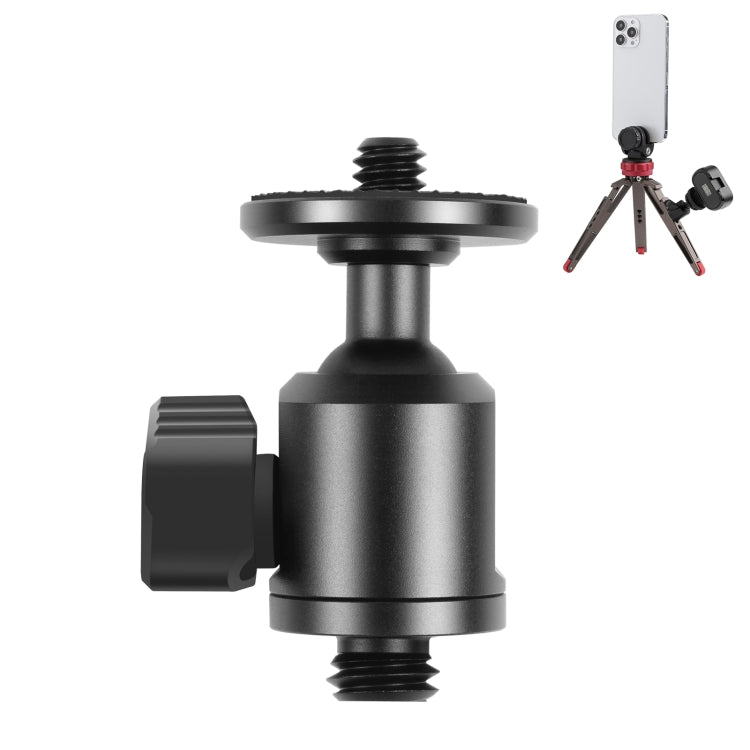 PULUZ 3/8 inch Outer Screw Metal Tripod Ball Head Adapter with Knob Lock(Black) - free shipping - PMC TechLife - Order now!