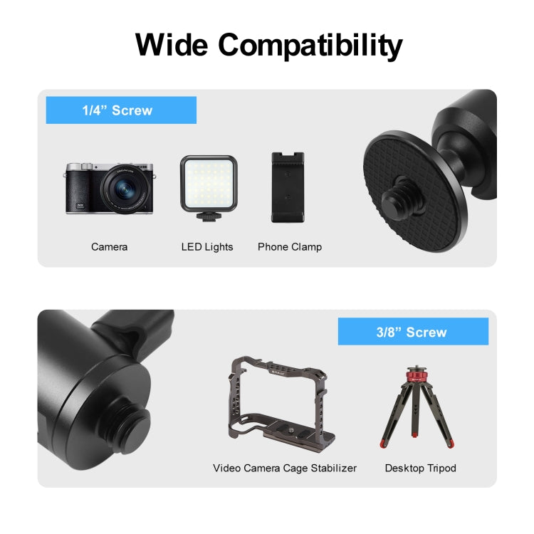 PULUZ 3/8 inch Outer Screw Metal Tripod Ball Head Adapter with Knob Lock(Black) - free shipping - PMC TechLife - Order now!