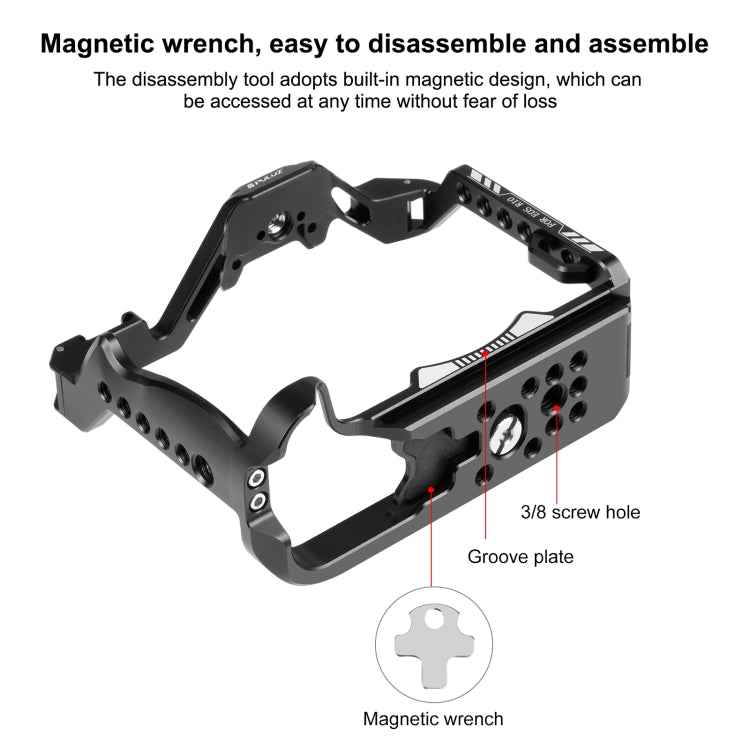 For Canon EOS R10 PULUZ Metal Camera Cage Stabilizer Rig (Black) - free shipping - PMC TechLife - Order now!