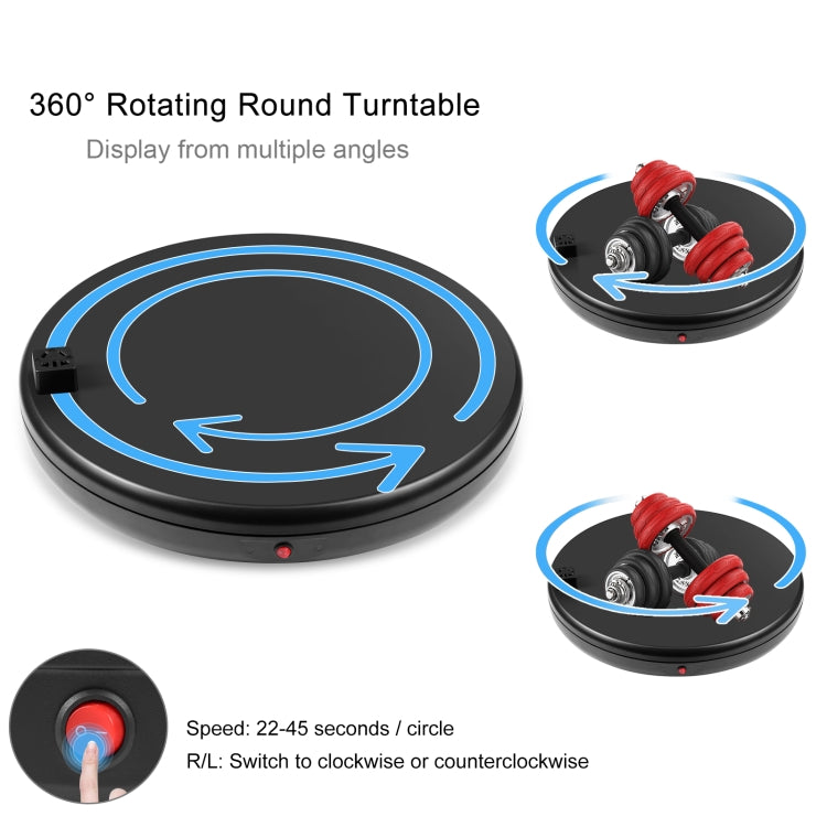 PULUZ 45cm Remote Control Adjusting Speed Rotating Turntable Display Stand with Power Socket, Black, Load 100kg(US Plug) - free shipping - PMC TechLife - Order now!