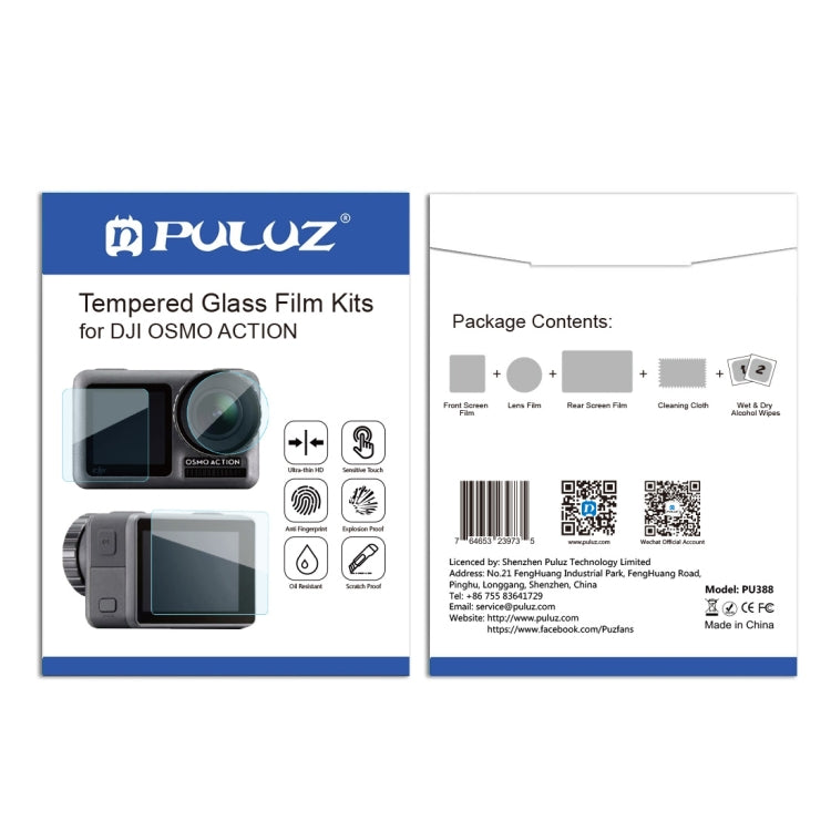 PULUZ Lens + Front and Back LCD Display 9H 2.5D Tempered Glass Film for DJI Osmo Action -  by PULUZ | Online Shopping South Africa | PMC Jewellery | Buy Now Pay Later Mobicred