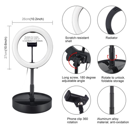 PULUZ 10.2 inch 26cm USB 3 Modes Dimmable Dual Color Temperature LED Curved  Ring Vlogging Selfie Photography Video Lights with Bluetooth Remote Shutter & Folding Desktop Holder & Phone Clamp(Black) - Ring Light by PULUZ | Online Shopping South Africa | PMC Jewellery | Buy Now Pay Later Mobicred