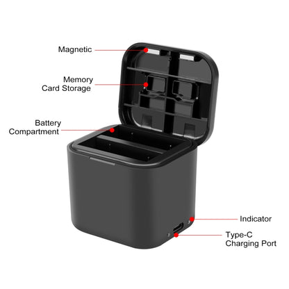 For Insta360 Ace Pro / Ace PULUZ Battery Charging Box Battery & Memory Card Storage Case (Black) - Others by PULUZ | Online Shopping South Africa | PMC Jewellery | Buy Now Pay Later Mobicred