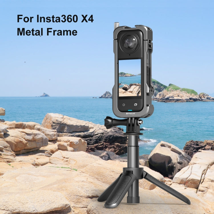 For Insta360 X4 PULUZ Metal Protective Cage Rig Housing Frame with Lens Cover (Black) - Mount & Holder by PULUZ | Online Shopping South Africa | PMC Jewellery | Buy Now Pay Later Mobicred