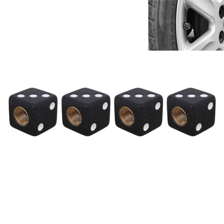 Universal 8mm Dice Style Plastic Car Tire Valve Caps, Pack of 4(Black) - Tire Valve Caps by PMC Jewellery | Online Shopping South Africa | PMC Jewellery