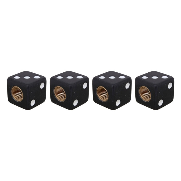 Universal 8mm Dice Style Plastic Car Tire Valve Caps, Pack of 4(Black) - Tire Valve Caps by PMC Jewellery | Online Shopping South Africa | PMC Jewellery