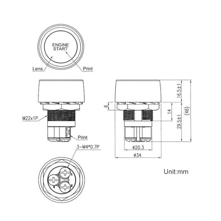 Blue Light Push Start Ignition Switch for Racing Sport (DC 12V) - Car Switches by PMC TechLife | Online Shopping South Africa | PMC TechLife | Buy Now Pay Later Mobicred