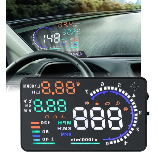 A8 5.5 inch Car OBDII HUD Warning System Vehicle-mounted Head Up Display Projector with LED, Support Fuel Consumption & Over Speed Alarm & Water Temperature & Fault Diagnosis - Head Up Display System by PMC Jewellery | Online Shopping South Africa | PMC Jewellery | Buy Now Pay Later Mobicred