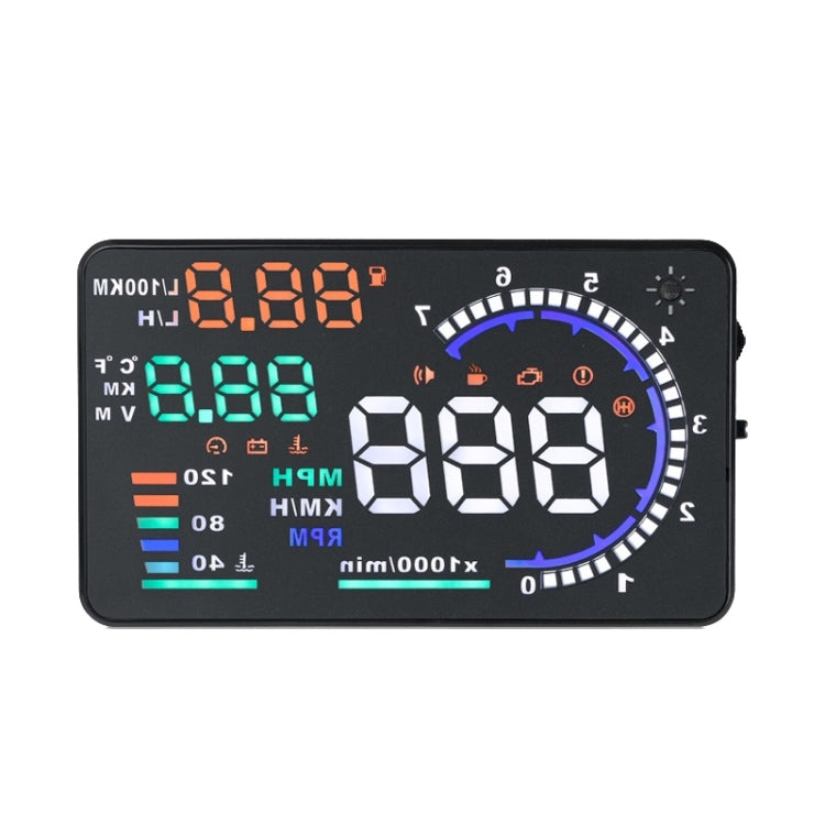 A8 5.5 inch Car OBDII HUD Warning System Vehicle-mounted Head Up Display Projector with LED, Support Fuel Consumption & Over Speed Alarm & Water Temperature & Fault Diagnosis - Head Up Display System by PMC Jewellery | Online Shopping South Africa | PMC Jewellery | Buy Now Pay Later Mobicred