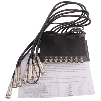 8 Channel CCTV BNC Surge Arrester Surge Protector Device (CoaxJK/ V8)(Black) - Video Balun by PMC TechLife | Online Shopping South Africa | PMC TechLife | Buy Now Pay Later Mobicred