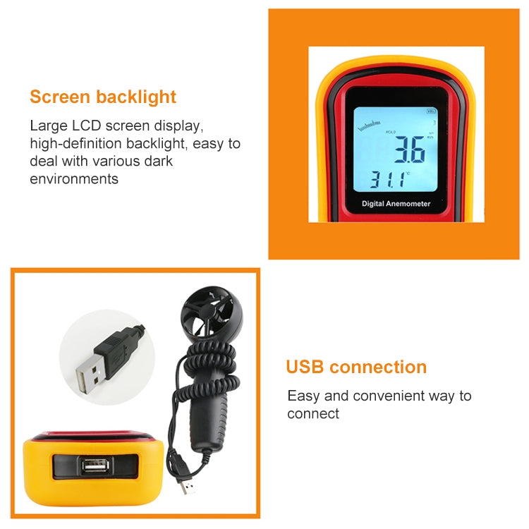 Digital Anemometer (Measurement items: Air Velocity, Air Temperature)(Red) - Tachometers & Anemometer by PMC TechLife | Online Shopping South Africa | PMC TechLife | Buy Now Pay Later Mobicred