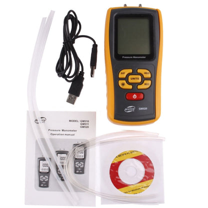 BENETECH GM520 LCD Display Pressure Manometer(Yellow) - Other Tester Tool by BENETECH | Online Shopping South Africa | PMC Jewellery | Buy Now Pay Later Mobicred