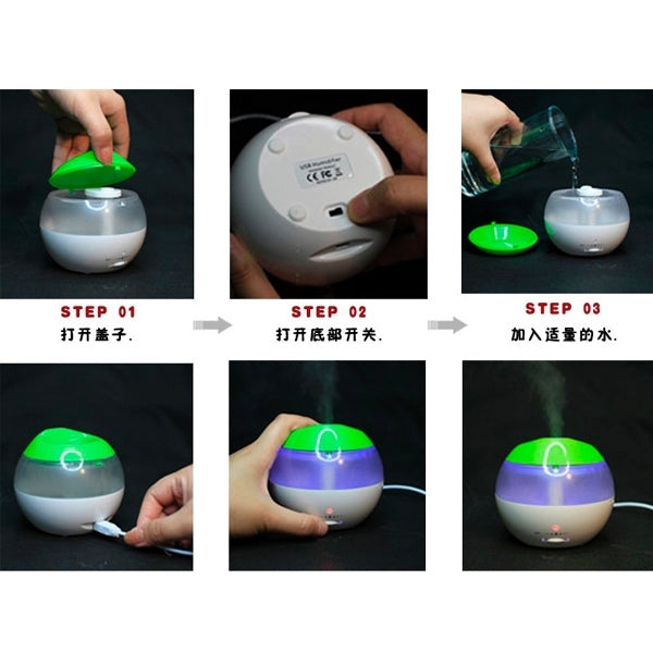 USB Air Humidifier with Mini Red Indicator and Vapour Amount Regulating Switch (White + Green) - Air Purifiers & Accessories by PMC TechLife | Online Shopping South Africa | PMC TechLife | Buy Now Pay Later Mobicred