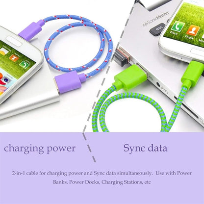 3m Nylon Netting Style USB Data Transfer Charging Cable for iPhone, iPad(Magenta) - Normal Style Cable by PMC Jewellery | Online Shopping South Africa | PMC Jewellery | Buy Now Pay Later Mobicred