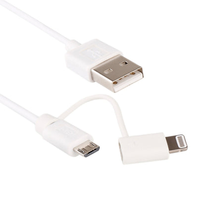 1m MFI 2 in 1 8 pin + Micro USB 2.0 Male to USB Data Sync Charging Cable(White) - MFI Cable by PMC Jewellery | Online Shopping South Africa | PMC Jewellery | Buy Now Pay Later Mobicred