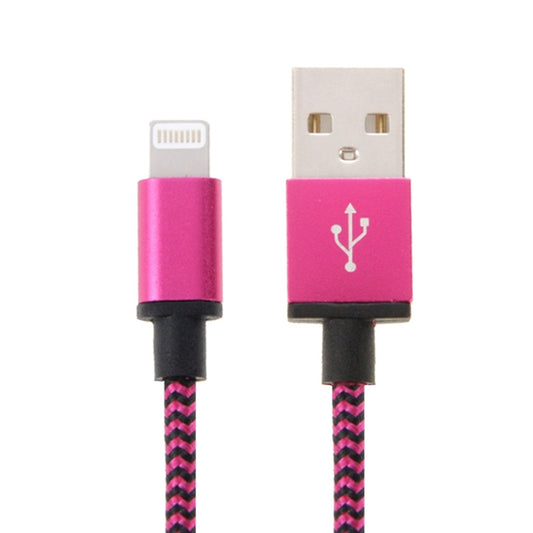 2m Woven Style 8 Pin to USB Sync Data / Charging Cable(Magenta) - Normal Style Cable by PMC Jewellery | Online Shopping South Africa | PMC Jewellery | Buy Now Pay Later Mobicred