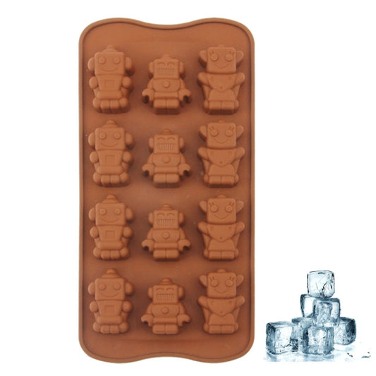 Lovely Robot Shape 12-Grid Ice Cube Tray(Brown) - Food Molds by PMC Jewellery | Online Shopping South Africa | PMC Jewellery | Buy Now Pay Later Mobicred