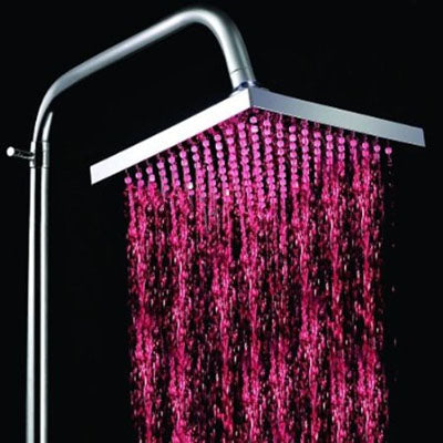 Square Temperature Sensor 3-Color (Blue / Pink / Red) LED Showerhead(Silver) - Shower Head by PMC Jewellery | Online Shopping South Africa | PMC Jewellery | Buy Now Pay Later Mobicred