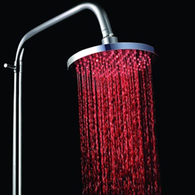 Round Temperature Sensor 3-Color (Blue / Pink / Red) LED Shower Head(Silver) - Shower Head by PMC Jewellery | Online Shopping South Africa | PMC Jewellery | Buy Now Pay Later Mobicred