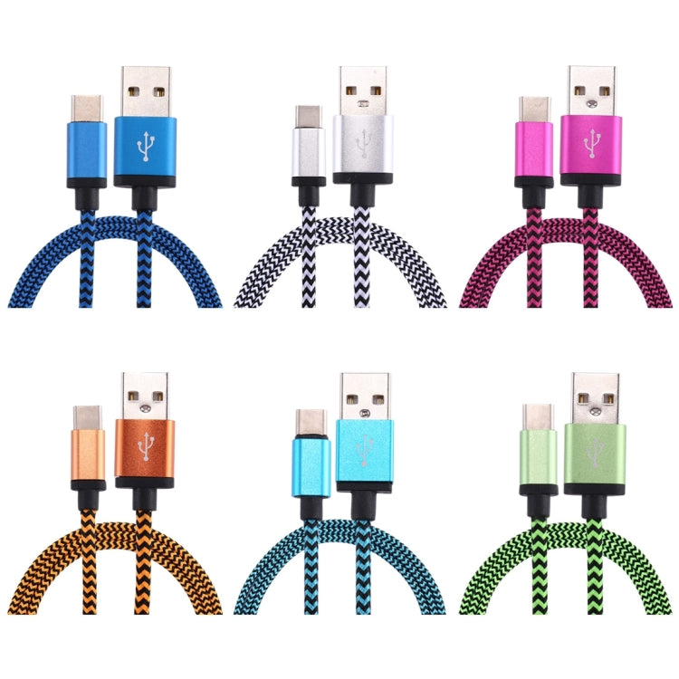 1m Woven Style USB-C / Type-C 3.1 to USB 2.0 Data Sync Charge Cable(Magenta) - USB-C & Type-C Cable by PMC Jewellery | Online Shopping South Africa | PMC Jewellery | Buy Now Pay Later Mobicred