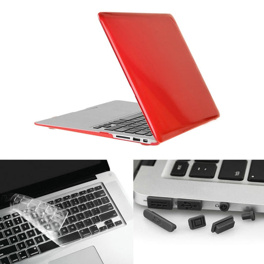 ENKAY for Macbook Air 11.6 inch (US Version) / A1370 / A1465 Hat-Prince 3 in 1 Crystal Hard Shell Plastic Protective Case with Keyboard Guard & Port Dust Plug(Red) - MacBook Air Cases by ENKAY | Online Shopping South Africa | PMC Jewellery | Buy Now Pay Later Mobicred