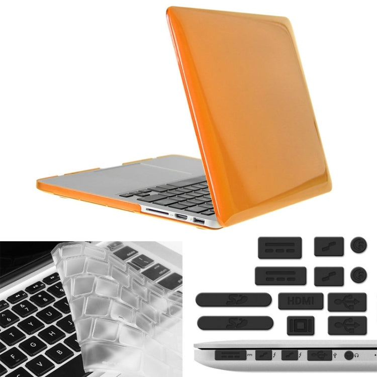ENKAY for Macbook Pro Retina 15.4 inch (US Version) / A1398 Hat-Prince 3 in 1 Crystal Hard Shell Plastic Protective Case with Keyboard Guard & Port Dust Plug(Orange) - free shipping - PMC Jewellery - Order now!