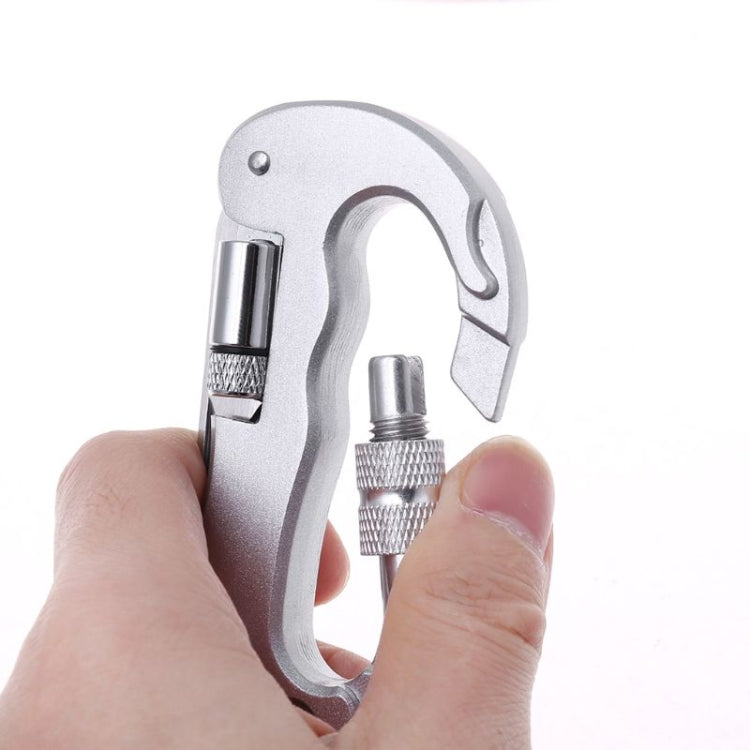 Heavy Duty D Shape Carabiner Clip-On Clamp Key Chain Hook with Dual Knife & LED Torch(Silver) - Hooks by PMC TechLife | Online Shopping South Africa | PMC TechLife | Buy Now Pay Later Mobicred