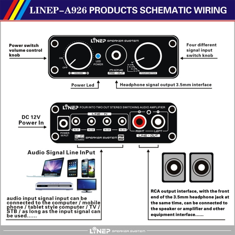 A926 Four-In Two-Out Signal Amplifying Switcher(Black) - free shipping - PMC TechLife - Order now!