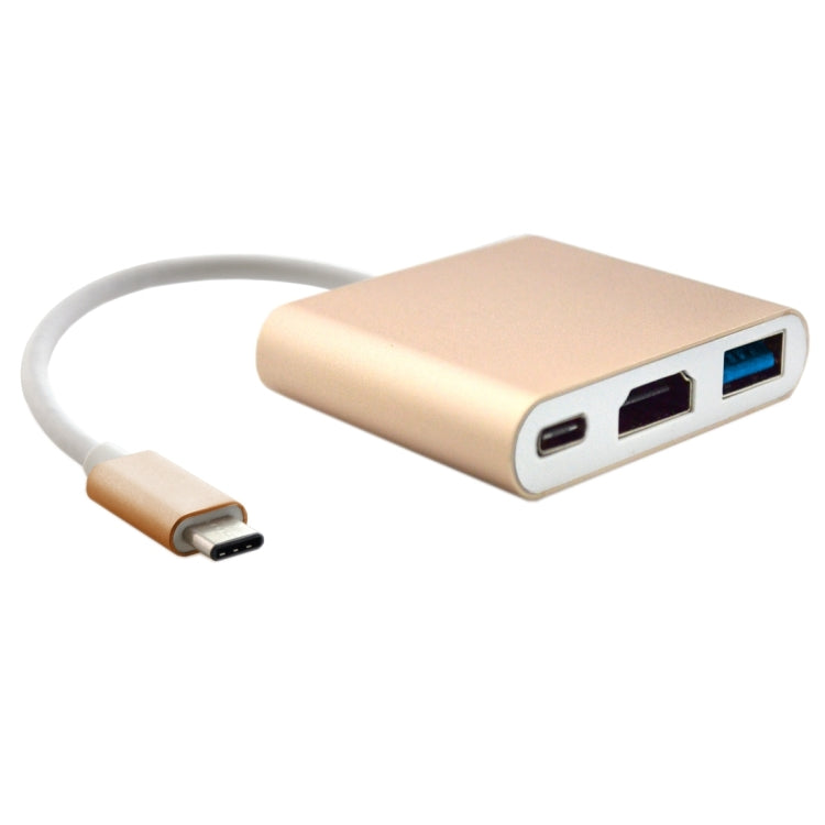3 in 1 USB Type C to HDMI Adapter Cable, For MacBook 12 inch 2015 Version, Google Chromebook Pixel 2015 Version, Nokia N1 Tablet PC(Gold) - free shipping - PMC Jewellery - Order now!