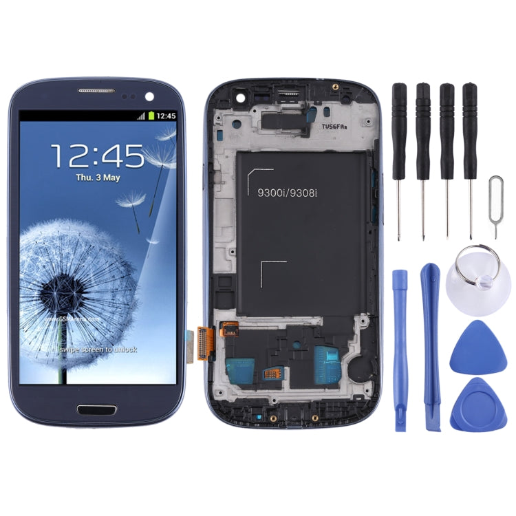 Original Super AMOLED LCD Screen for Samsung Galaxy SIII / i9300 Digitizer Full Assembly with Frame (Blue) - free shipping - PMc TechLife - Order now!