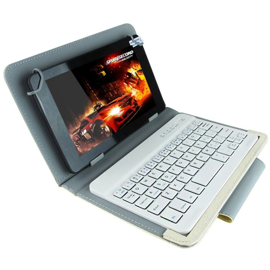 Universal Bluetooth Keyboard with Leather Tablet Case & Holder for Ainol / PiPO / Ramos 9.7 inch / 10.1 inch Tablet PC(White) - Universal Keyboard by PMC Jewellery | Online Shopping South Africa | PMC Jewellery