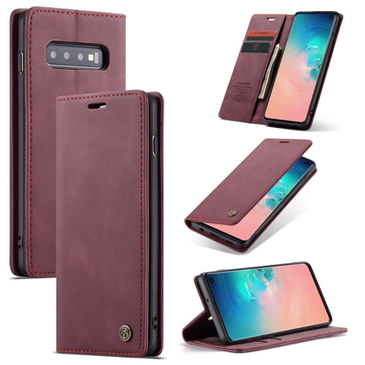 CaseMe-013 Multifunctional Retro Frosted Horizontal Flip Leather Case for Galaxy S10, with Card Slot & Holder & Wallet (Wine Red) - Galaxy Phone Cases by CaseMe | Online Shopping South Africa | PMC Jewellery | Buy Now Pay Later Mobicred