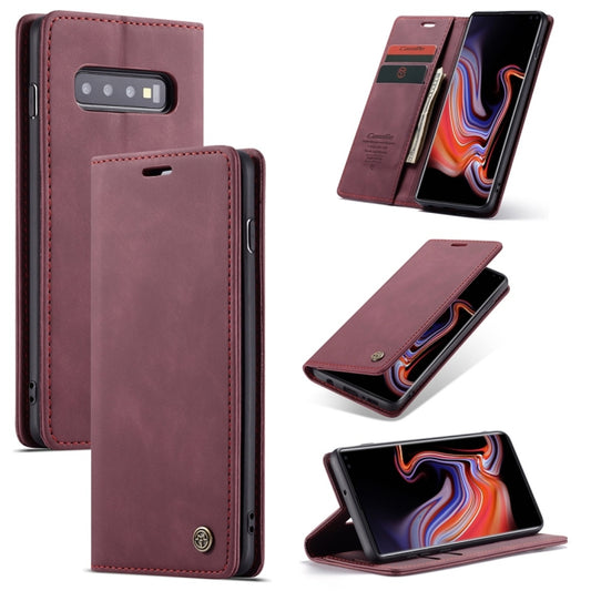 CaseMe-013 Multifunctional Retro Frosted Horizontal Flip Leather Case for Galaxy S10 Plus, with Card Slot & Holder & Wallet (Wine Red) - Galaxy Phone Cases by CaseMe | Online Shopping South Africa | PMC Jewellery | Buy Now Pay Later Mobicred