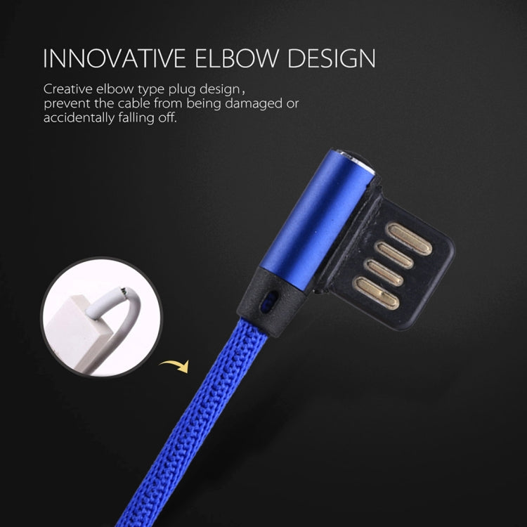1m 2.4A Output USB to USB-C / Type-C Double Elbow Design Nylon Weave Style Data Sync Charging Cable(Dark Blue) - USB-C & Type-C Cable by PMC TechLife | Online Shopping South Africa | PMC TechLife | Buy Now Pay Later Mobicred