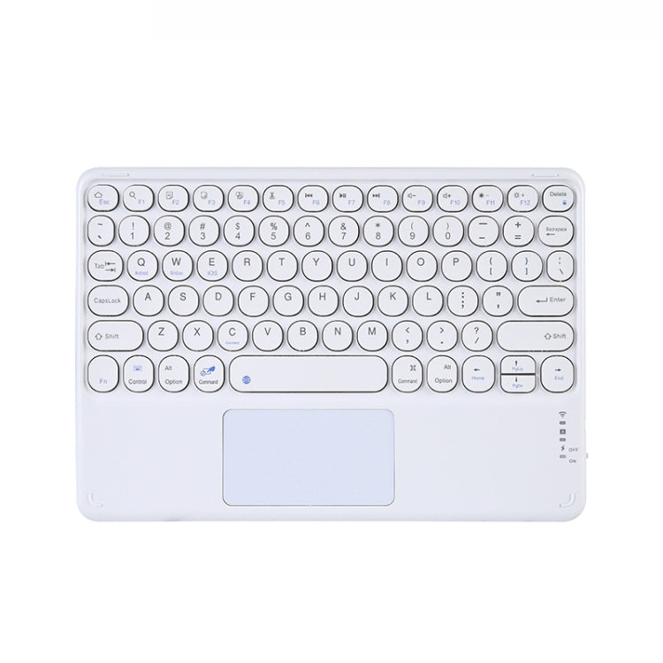 250C 10 inch Universal Tablet Round Keycap Wireless Bluetooth Keyboard with Touch Panel (White) - Universal Keyboard by PMC TechLife | Online Shopping South Africa | PMC TechLife