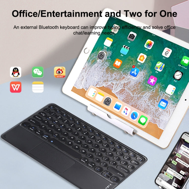 250C 10 inch Universal Tablet Round Keycap Wireless Bluetooth Keyboard with Touch Panel (Pink) - Universal Keyboard by PMC TechLife | Online Shopping South Africa | PMC TechLife