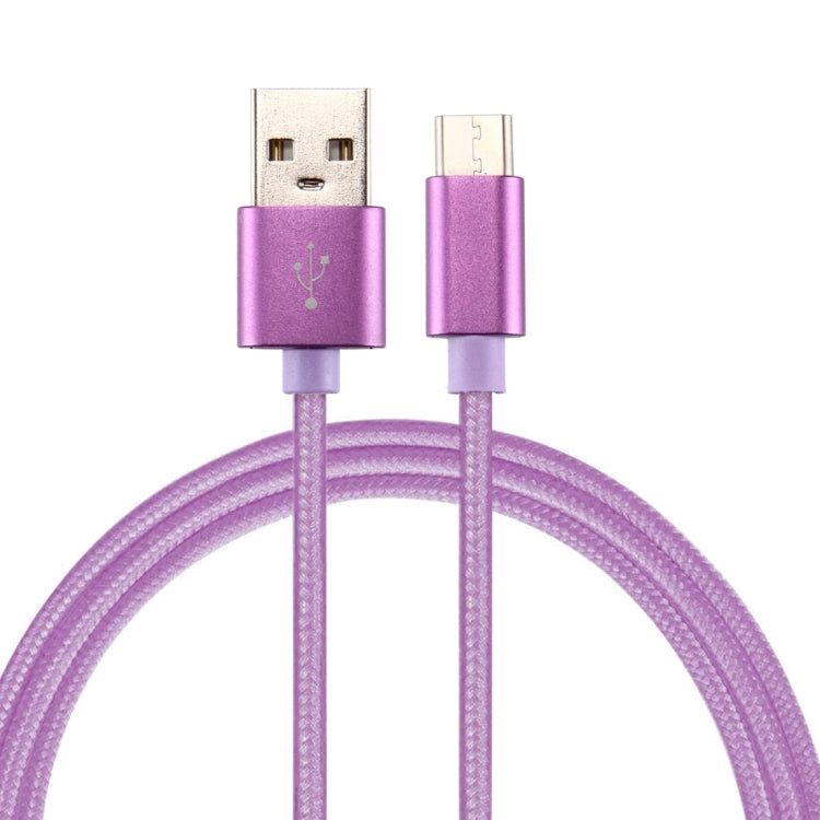 Knit Texture USB to USB-C / Type-C Data Sync Charging Cable, Cable Length: 1m, 3A Total Output, 2A Transfer Data(Purple) - free shipping - PMC TechLife - Order now!