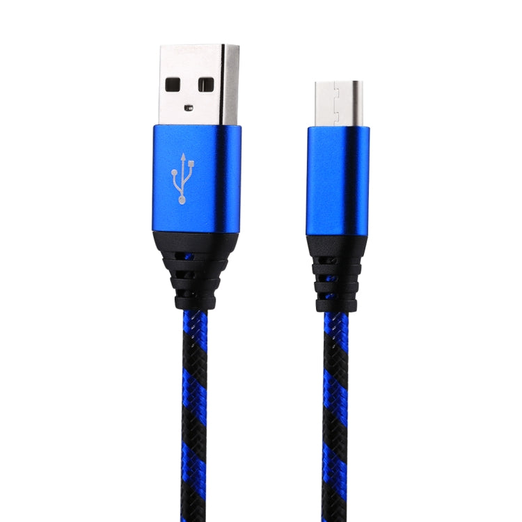 1m USB to USB-C / Type-C Nylon Weave Style Data Sync Charging Cable(Blue) - USB-C & Type-C Cable by PMC TechLife | Online Shopping South Africa | PMC TechLife | Buy Now Pay Later Mobicred