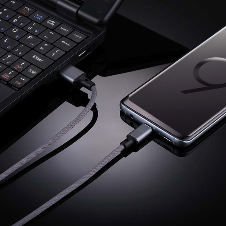 1m 2A Output USB to USB-C / Type-C Nylon Weave Style Data Sync Charging Cable(Grey) - USB-C & Type-C Cable by PMC TechLife | Online Shopping South Africa | PMC TechLife | Buy Now Pay Later Mobicred