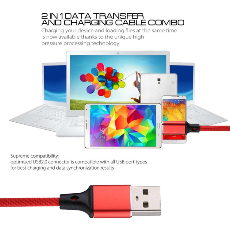 1m 2A Output USB to USB-C / Type-C Nylon Weave Style Data Sync Charging Cable(Red) - USB-C & Type-C Cable by PMC Jewellery | Online Shopping South Africa | PMC Jewellery | Buy Now Pay Later Mobicred