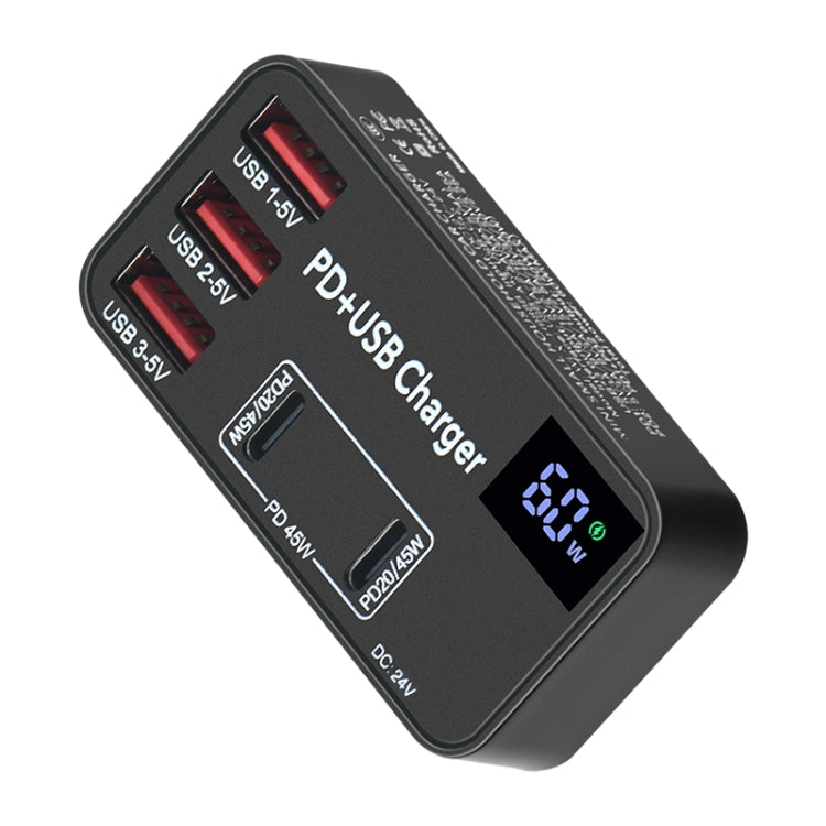 988B 5 in 1 DC 24V Dual USB-C/Type-C+3 USB Ports Multifunctional Digital Display Fast Charger - Multifunction Charger by PMC Jewellery | Online Shopping South Africa | PMC Jewellery | Buy Now Pay Later Mobicred