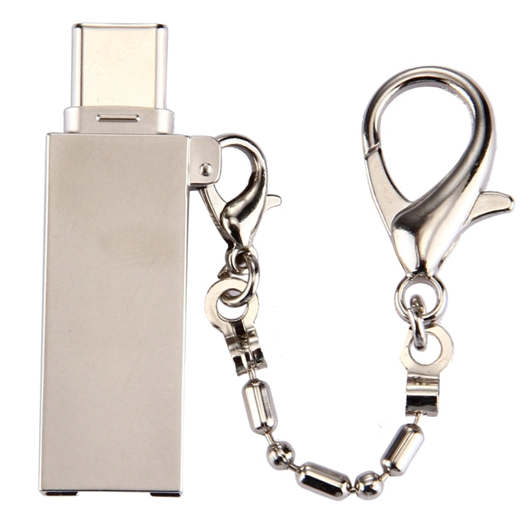 Mini Aluminum Alloy USB 2.0 Female to USB-C / Type-C Male Port Connector Adapter with Chain(Gold) - OTG Adapter by PMC Jewellery | Online Shopping South Africa | PMC Jewellery | Buy Now Pay Later Mobicred