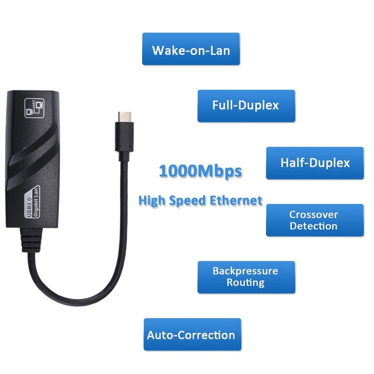 15cm USB-C / Type-C to RJ45 Gigabit Ethernet Network Adapter - Lan Cable and Tools by PMC TechLife | Online Shopping South Africa | PMC TechLife | Buy Now Pay Later Mobicred